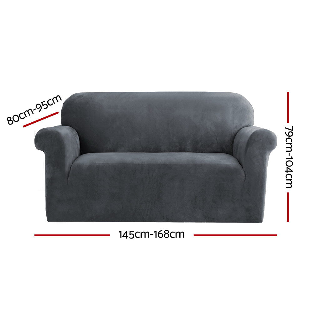 Artiss Sofa Cover Couch Covers 2 Seater Velvet Grey