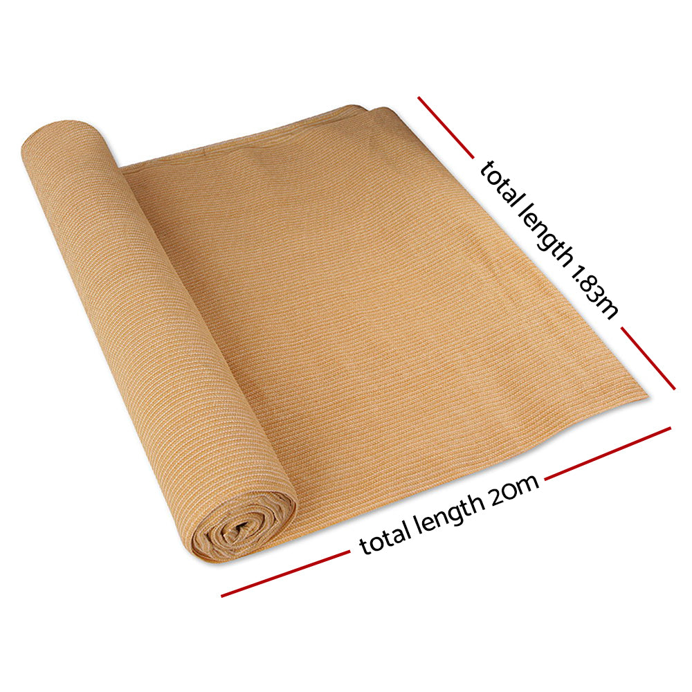 Instahut 90% Shade Cloth 1.83x20m Shadecloth Sail Heavy Duty Beige