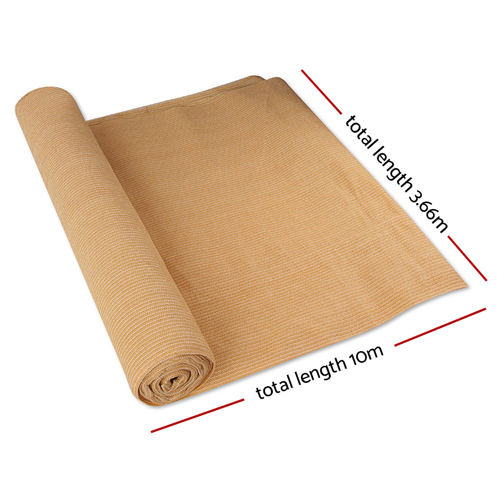 Instahut 70% Shade Cloth 3.66x10m Shadecloth Sail Heavy Duty Beige