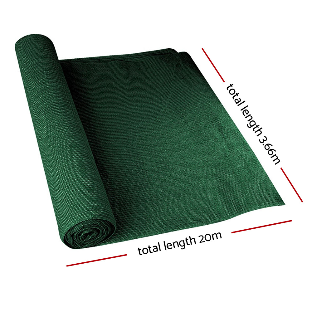 Instahut 70% Shade Cloth 3.66x20m Shadecloth Sail Heavy Duty Green