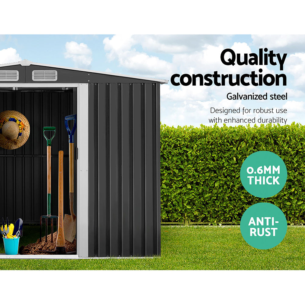 Giantz Garden Shed 2.6x3.9M w/Metal Base Sheds Outdoor Storage Workshop Tool Shelter Sliding Door