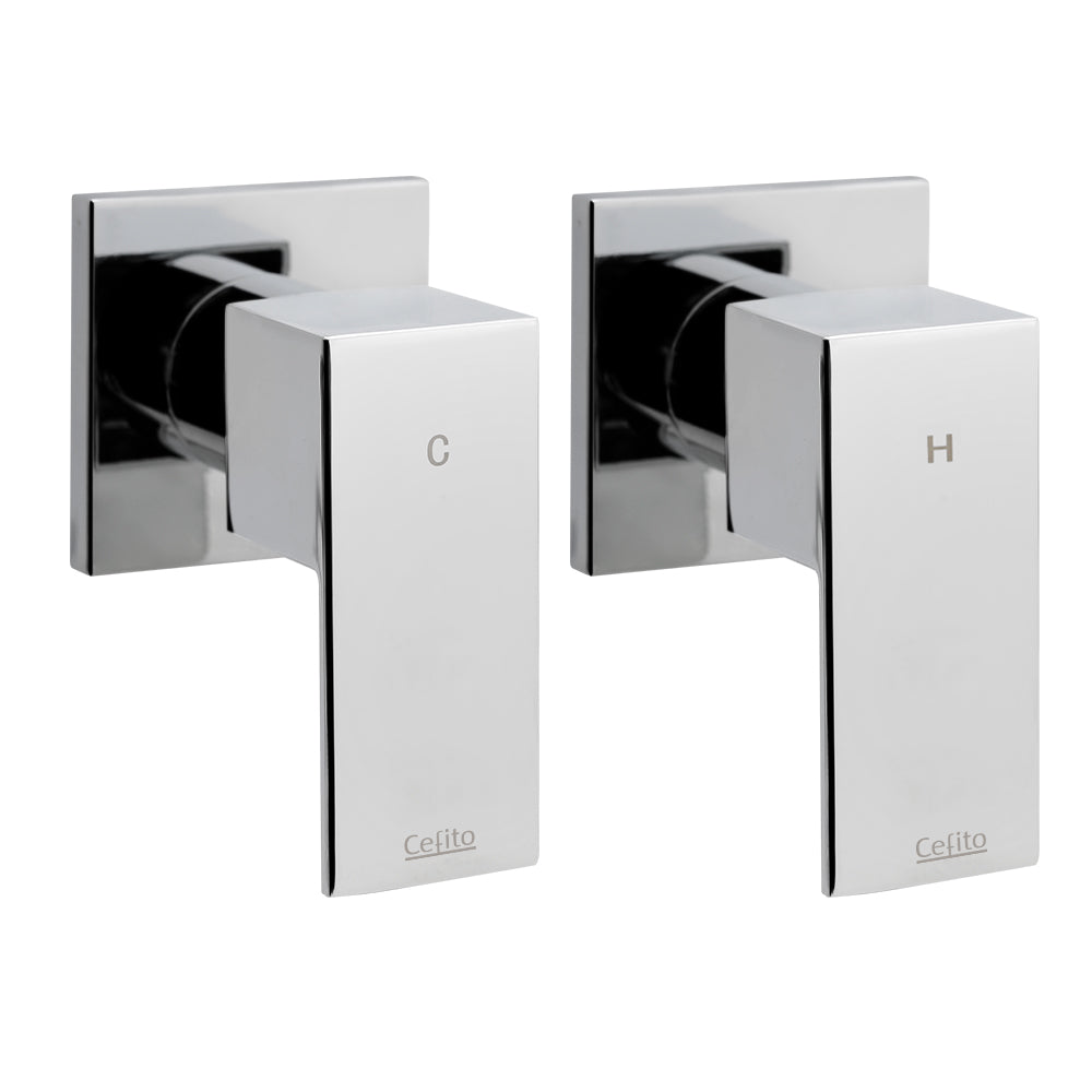 Cefito Shower Twins Tap Wall Bath Taps Brass Hot Cold Basin Bathroom Chrome