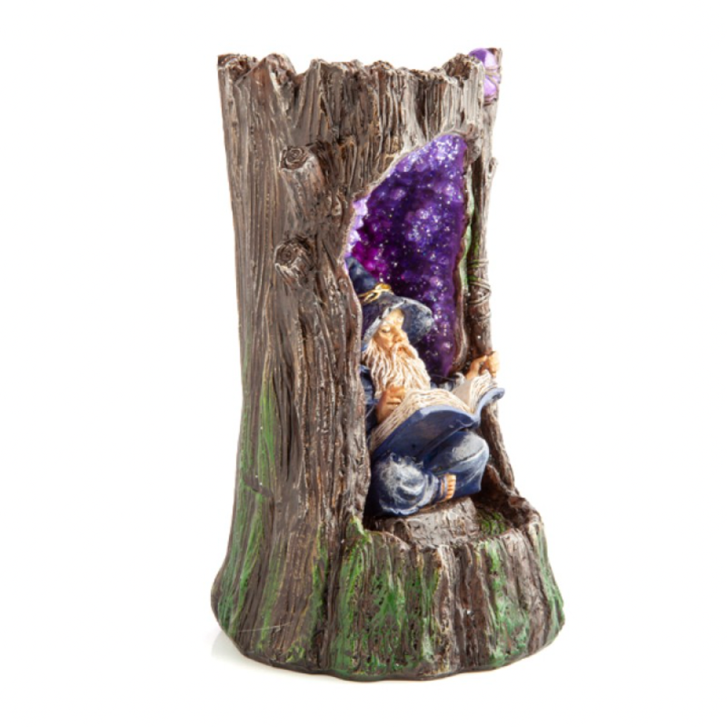 Wizard in Geode Tree LED Backflow Incense Burner