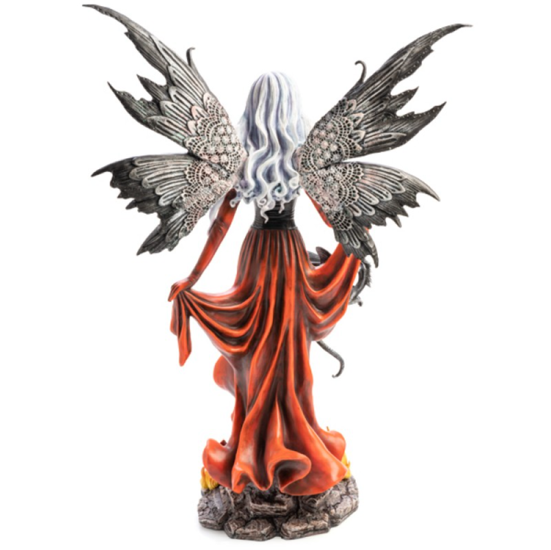 Fire Fairy with Black Dragon Figurine