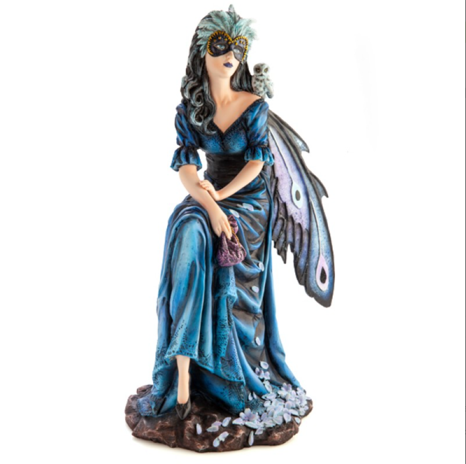 Large Masquerade Fairy with Snowy Owl Figurine