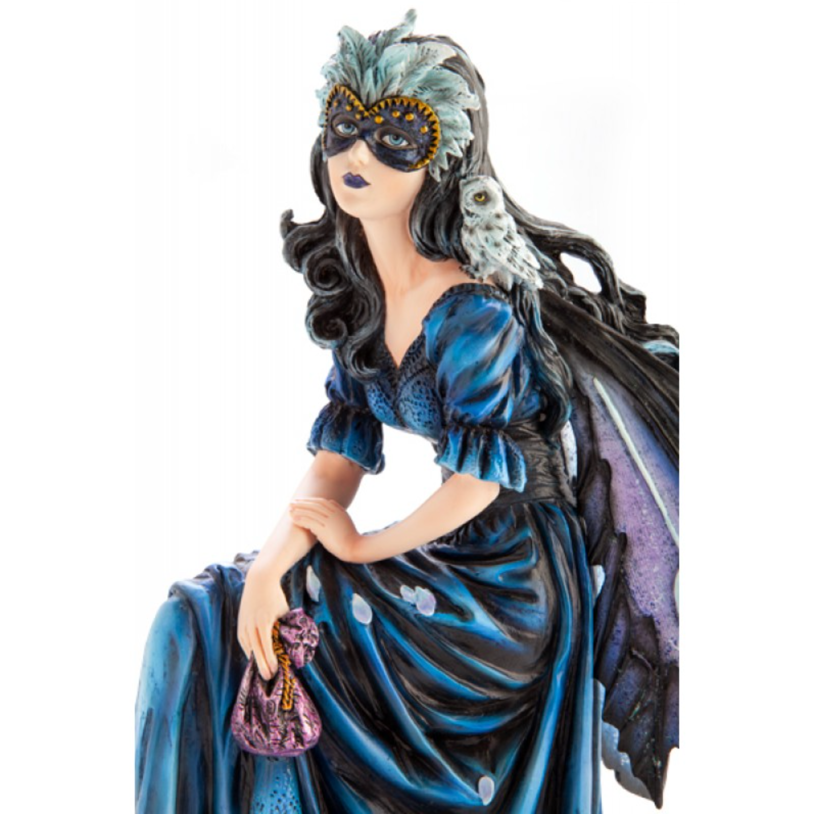 Large Masquerade Fairy with Snowy Owl Figurine