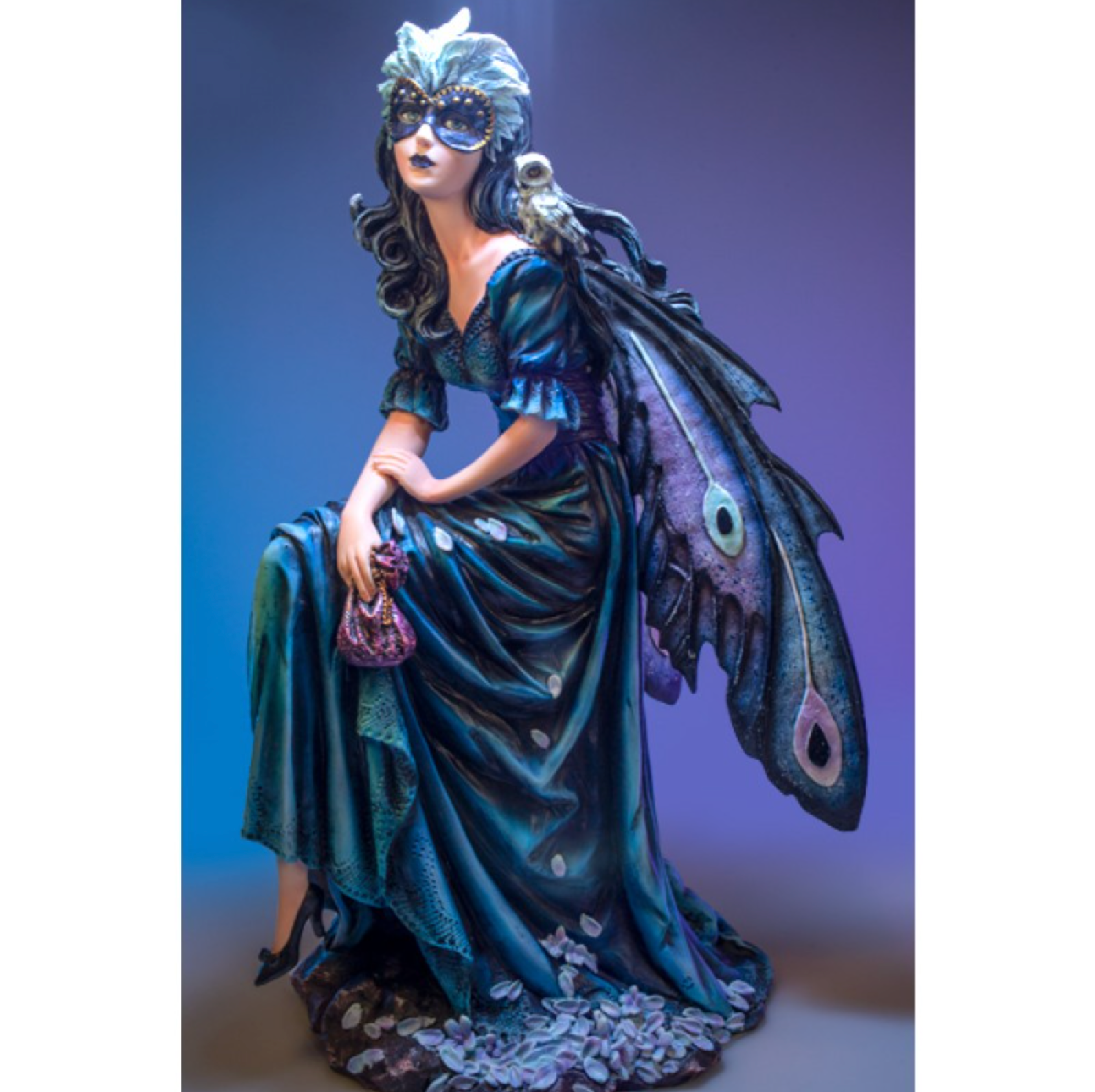 Large Masquerade Fairy with Snowy Owl Figurine