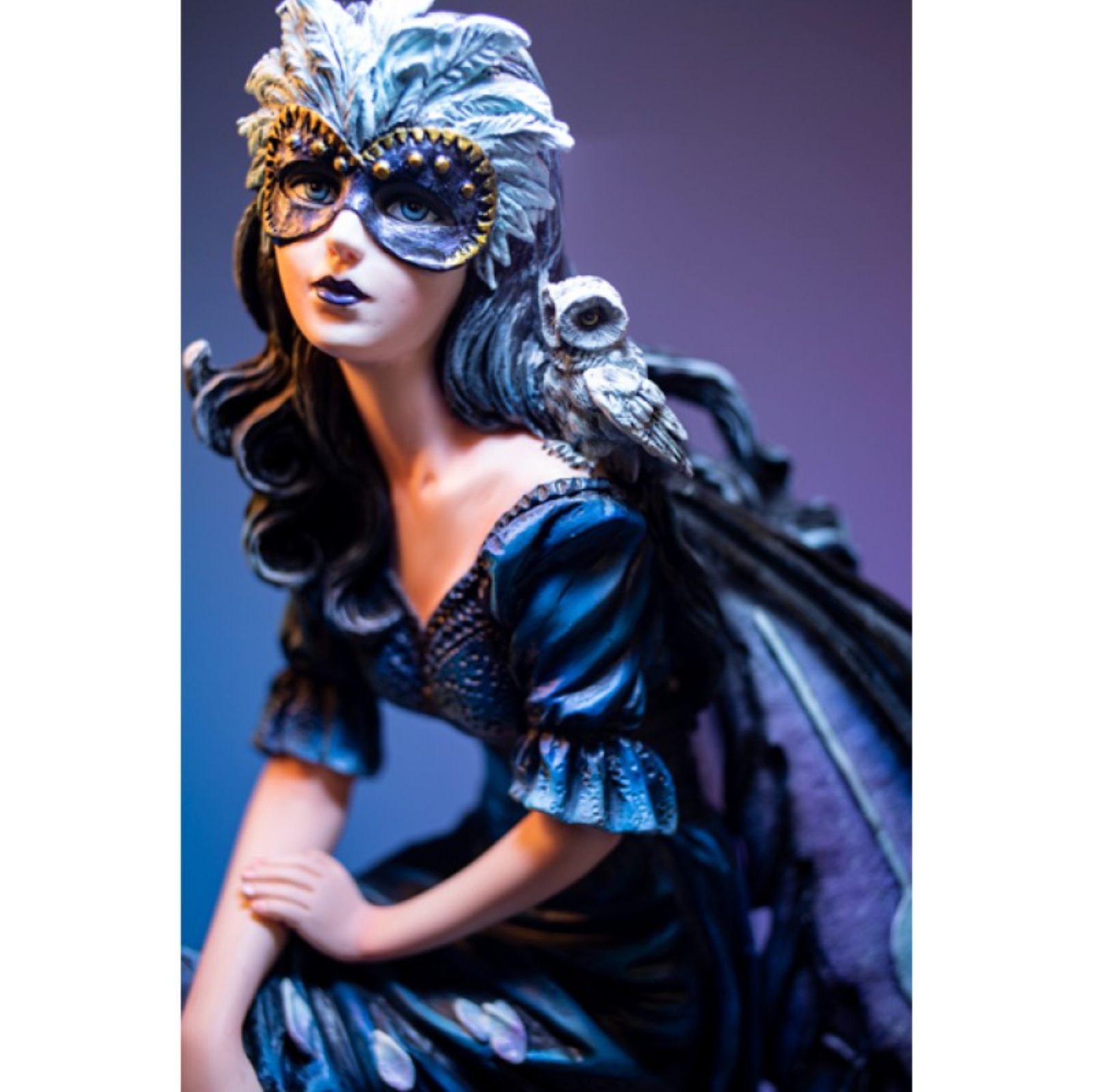 Large Masquerade Fairy with Snowy Owl Figurine