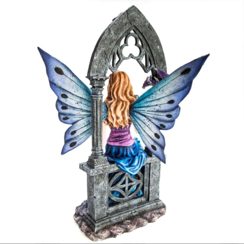 Fairy in Blue Dress under Stone Arch Figurine