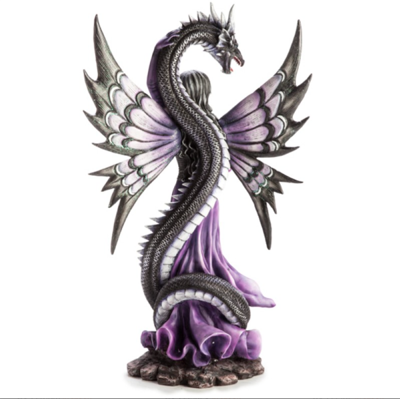 Purple Fairy with Black Serpent Figurine