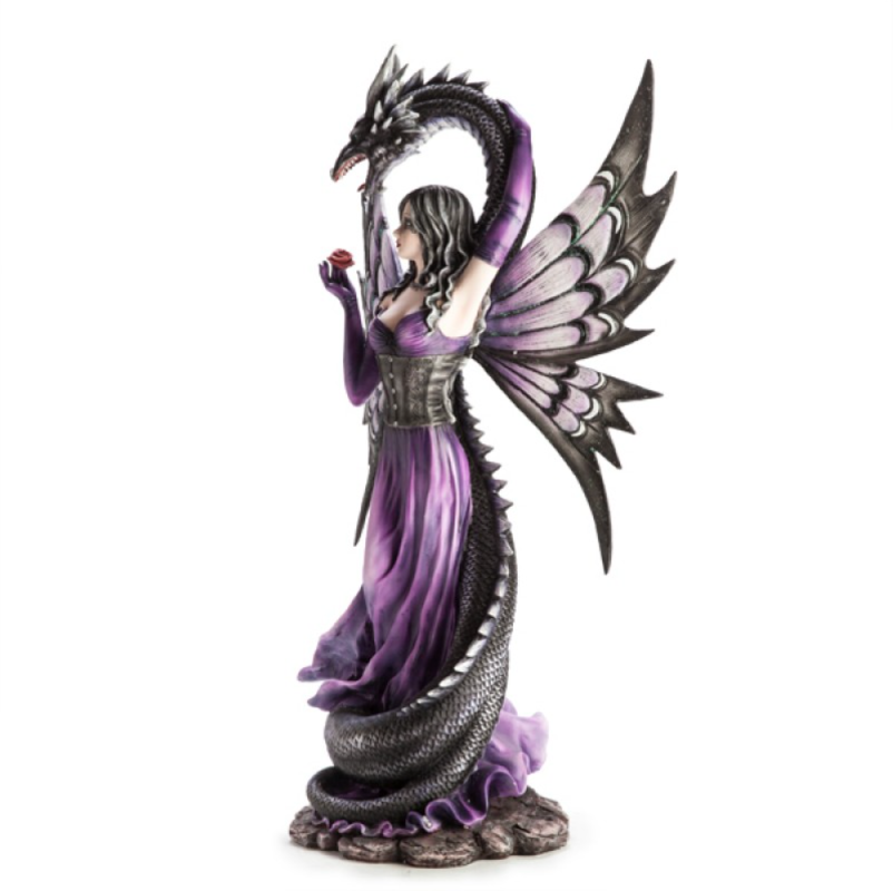 Purple Fairy with Black Serpent Figurine