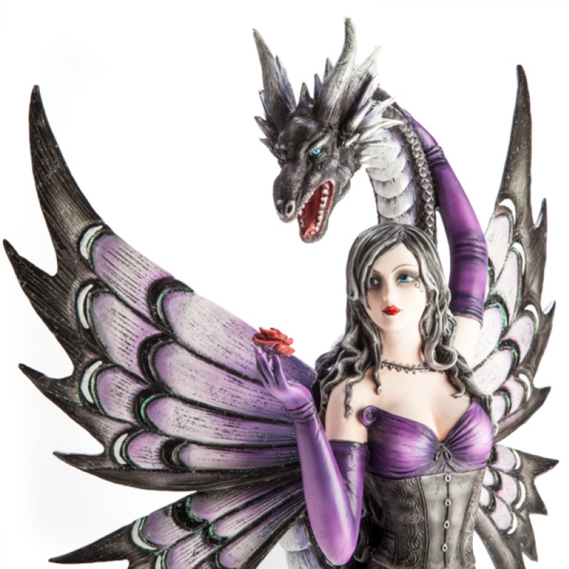 Purple Fairy with Black Serpent Figurine