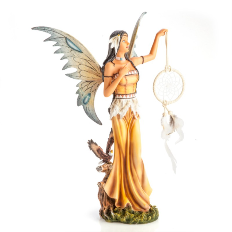 Fairy with Dreamcatcher and Eagle Companion Figurine