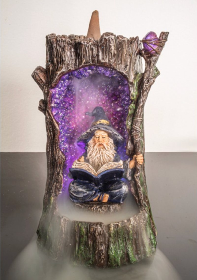 Wizard in Geode Tree LED Backflow Incense Burner