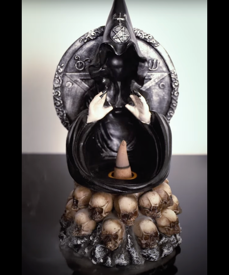 Hooded Baphomet & Skulls Backflow Incense Burner