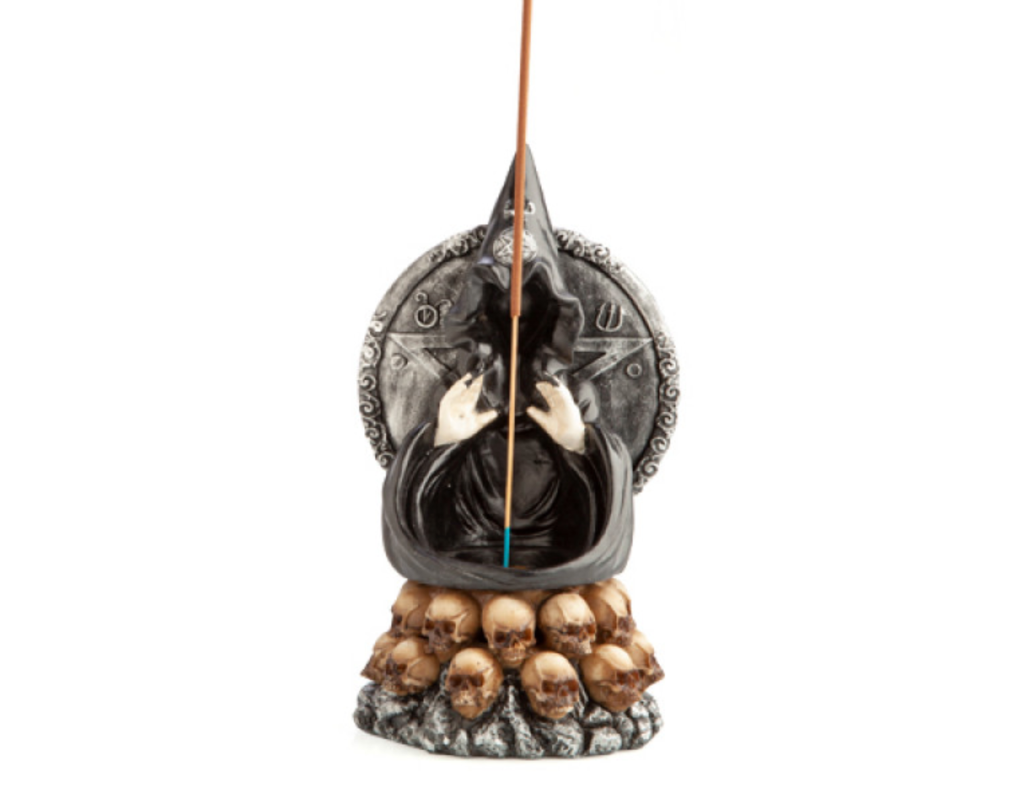 Hooded Baphomet & Skulls Backflow Incense Burner