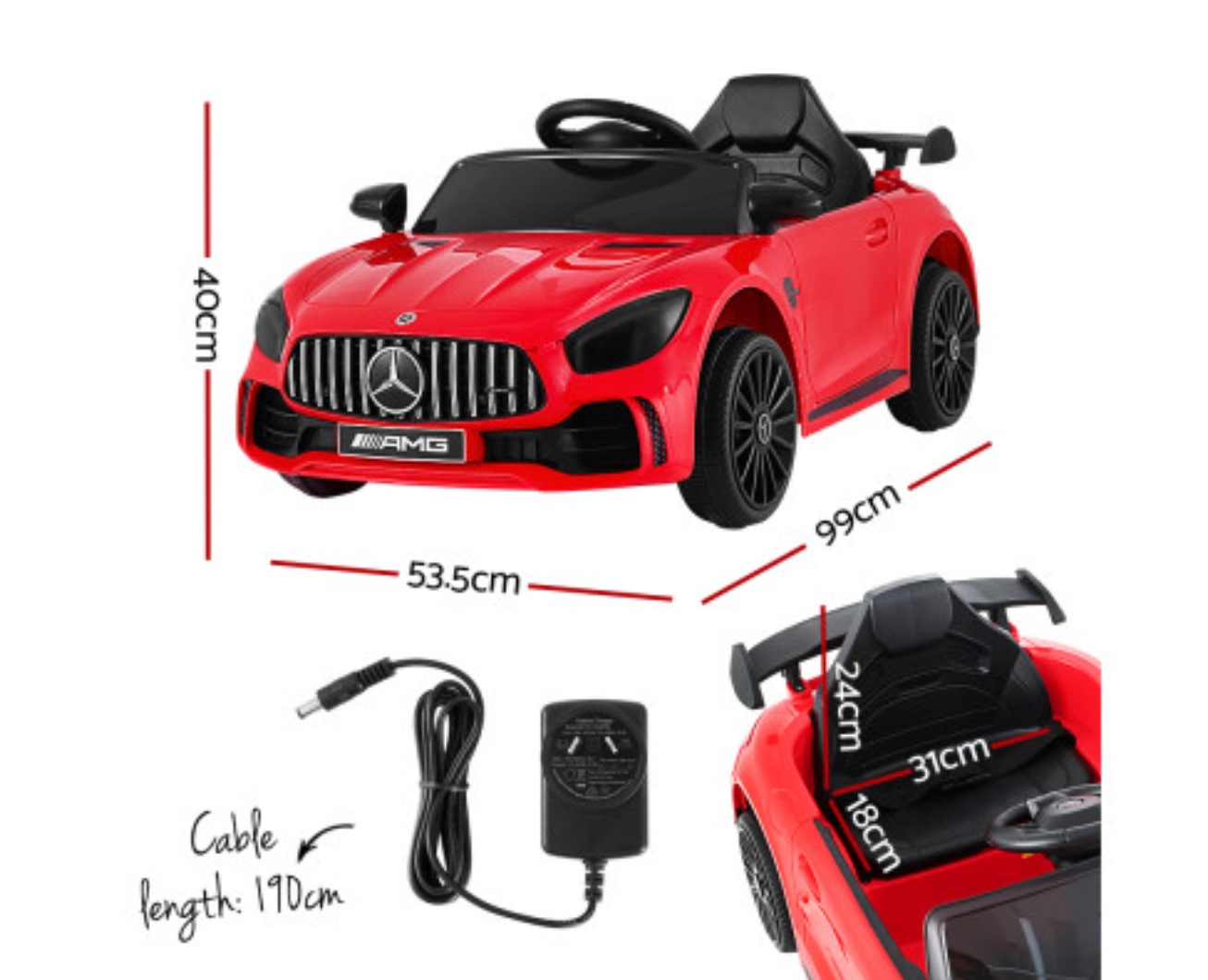 Kids Electric Ride On Car Mercedes-Benz AMG GTR Licensed Toy Cars Remote Red