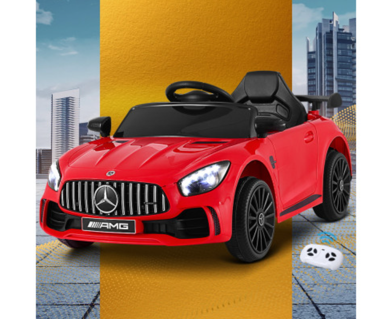 Kids Electric Ride On Car Mercedes-Benz AMG GTR Licensed Toy Cars Remote Red