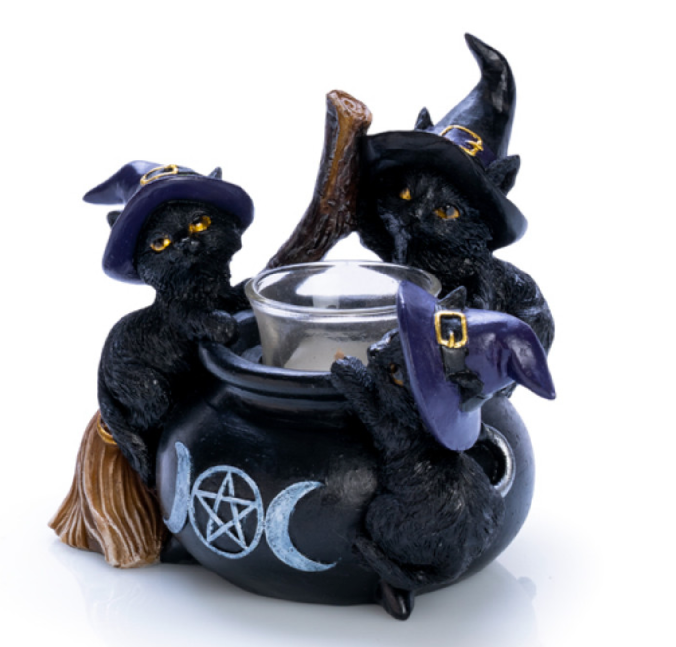 Black Cat Cauldron Tealight Holder