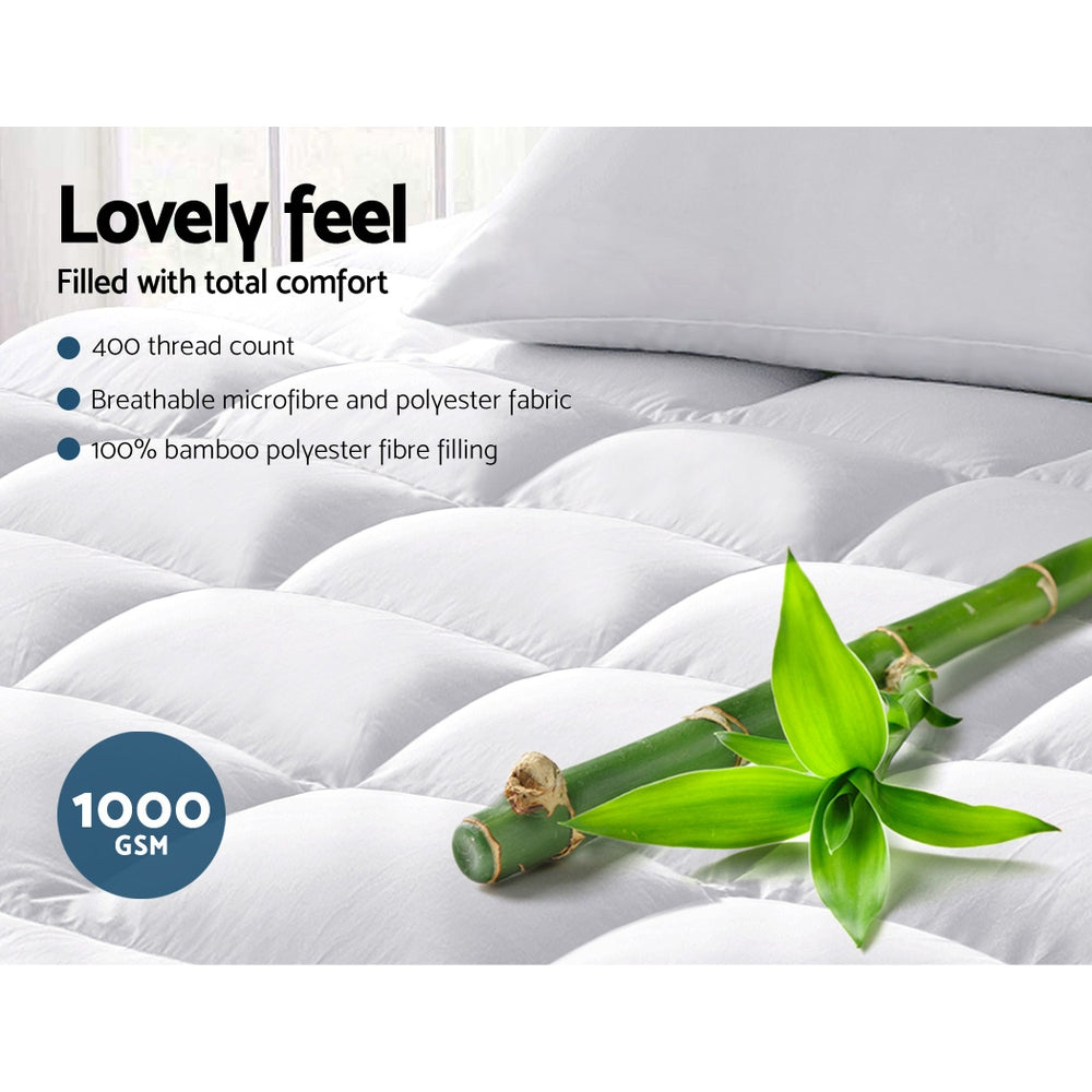 Giselle Bedding Mattress Topper Pillowtop Bamboo King Single