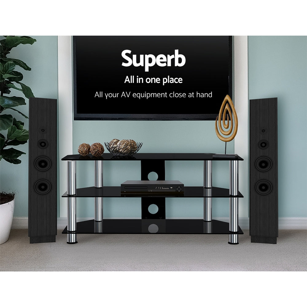 Artiss TV Stand 3 Tiers Storage Shelf Rack Tempered Glass Entertainment Unit