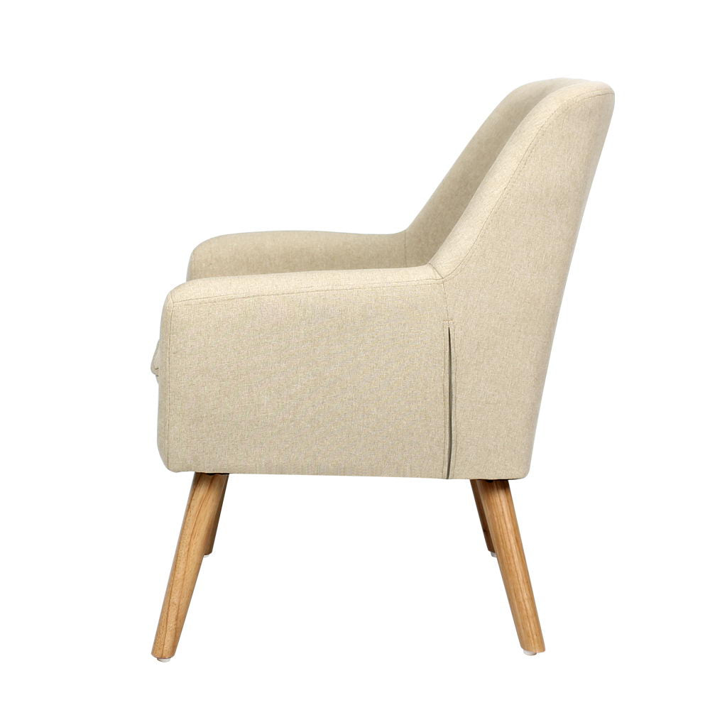 Artiss Fabric Dining Armchair - Beige