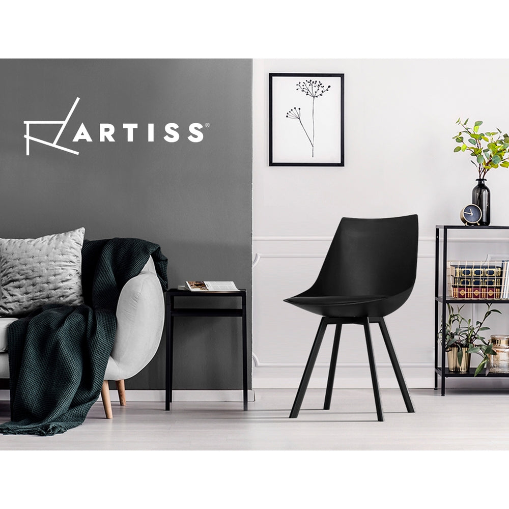 Artiss Dining Chairs Set of 2 PU Leather Plastic Metal Black