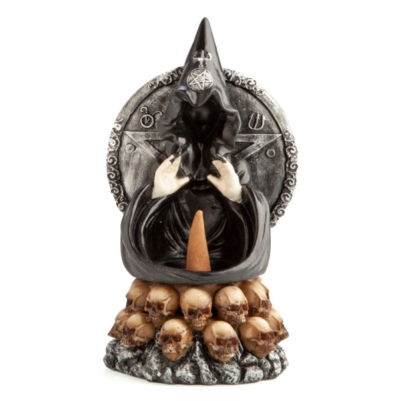 Hooded Baphomet & Skulls Backflow Incense Burner