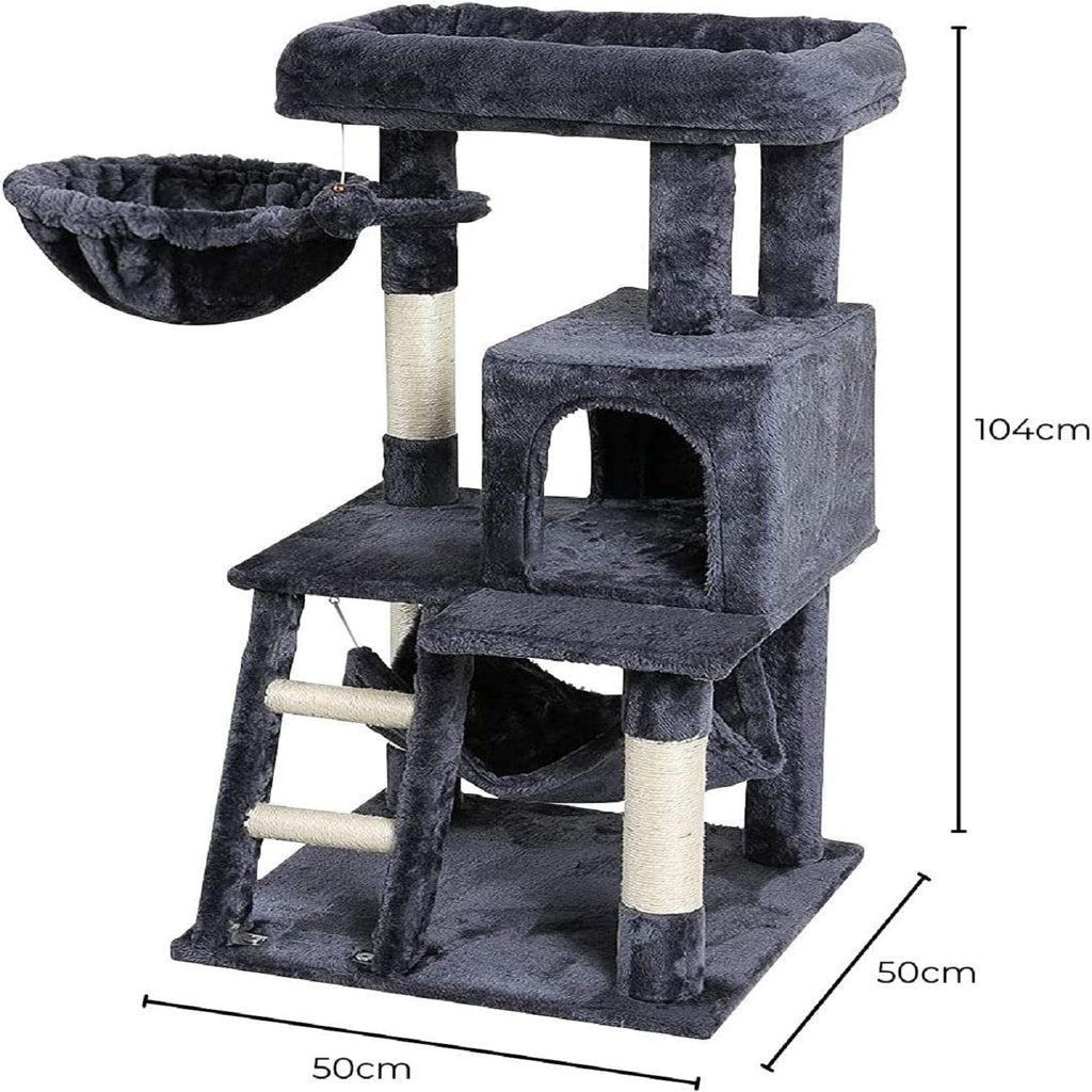 Floofi 104cm Plush Cat Condo Cat Tree Dark Grey