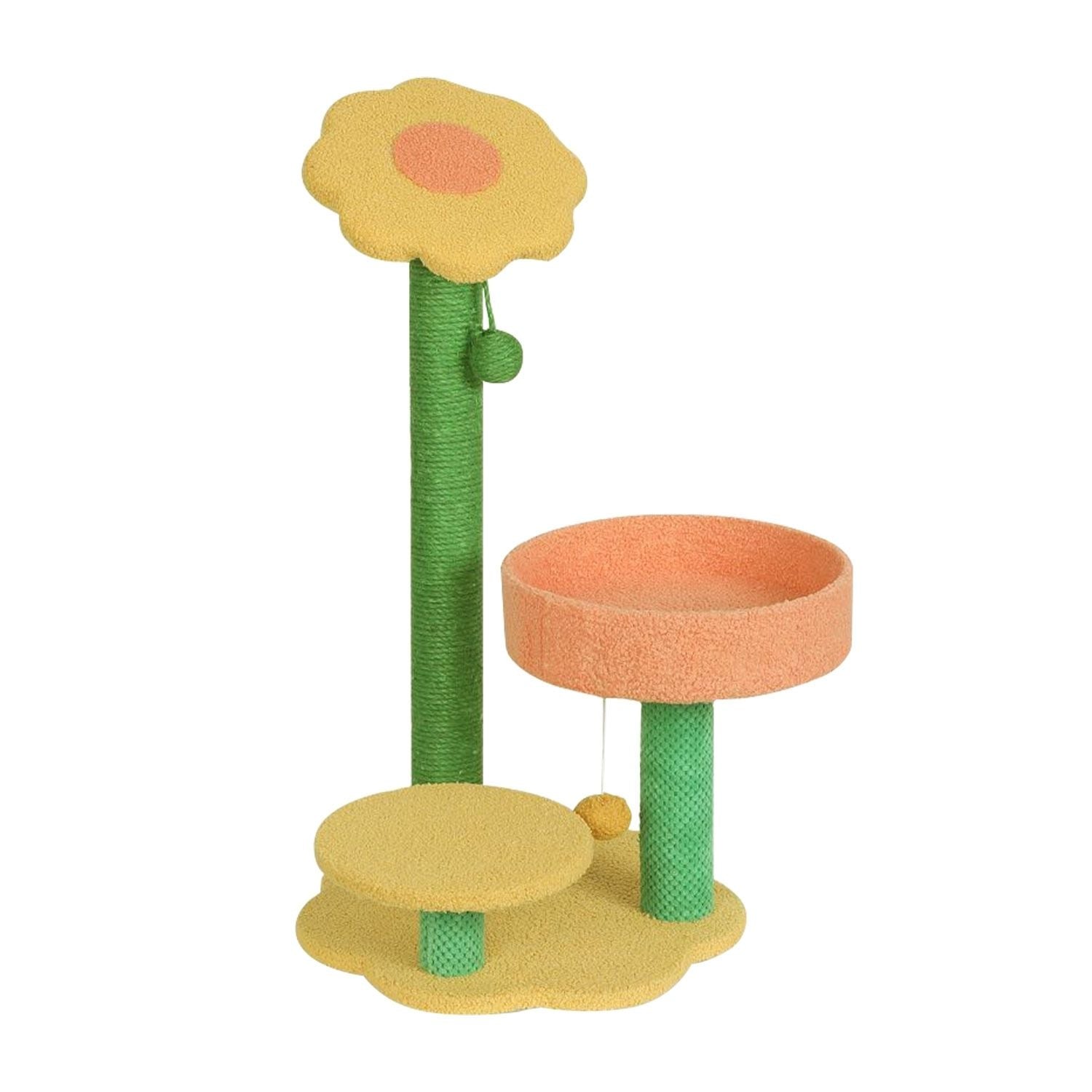 Floofi 75cm Sunflower Plush Scratching Post Cat Tree