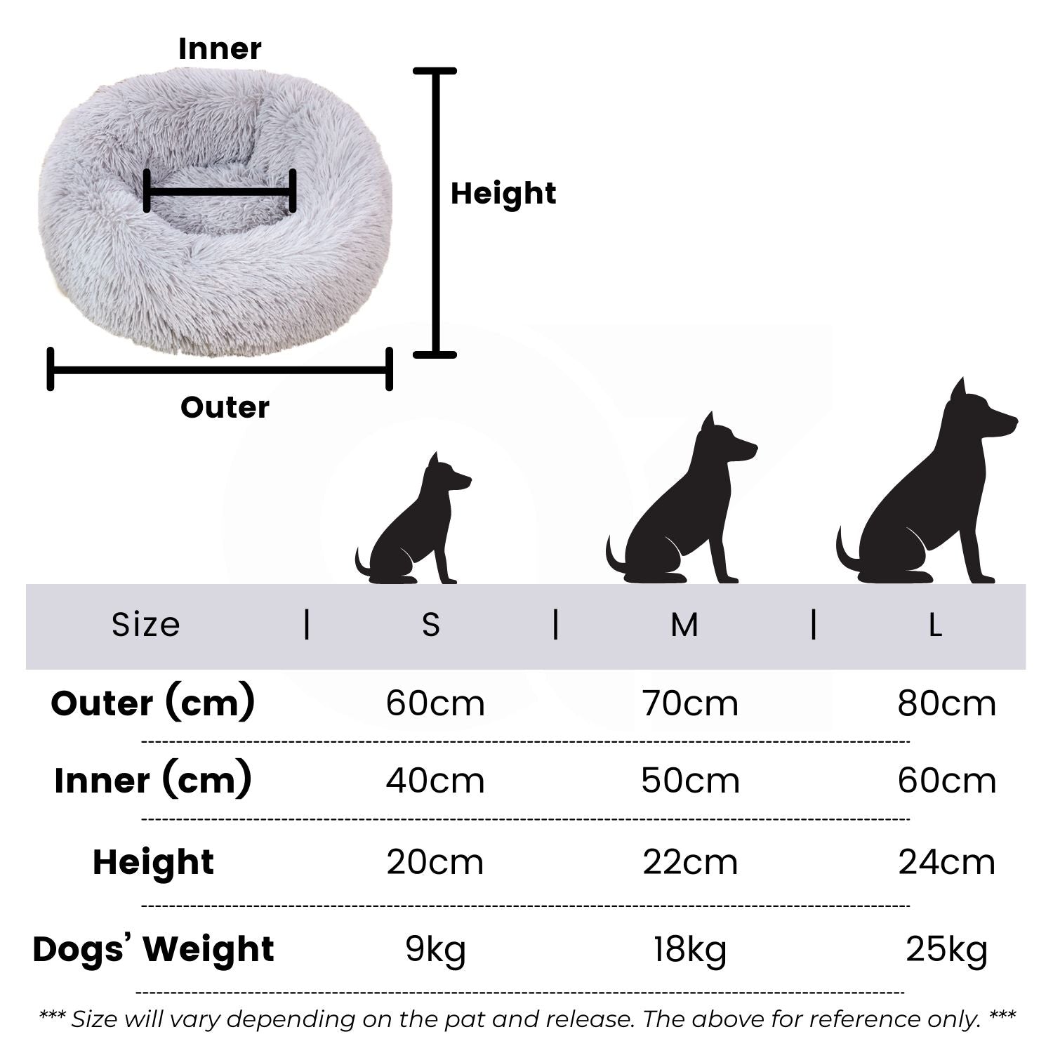 Floofi Pet Bed 70cm (Light Grey)