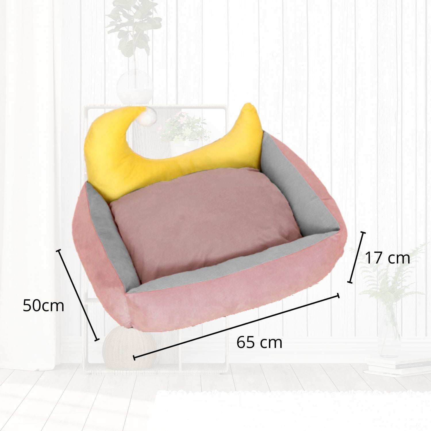 Floofi Pet Bed Moon Design (L Pink)