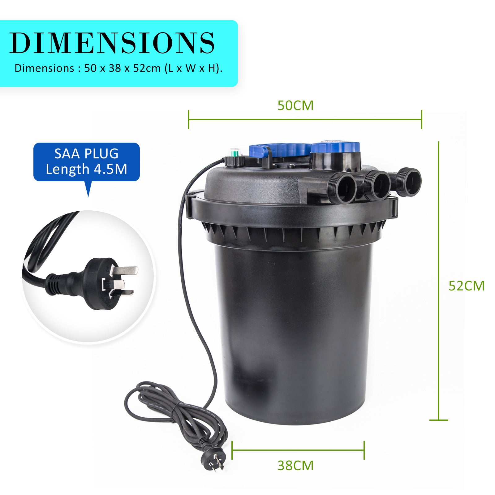 Combo Aquarium Garden Filter 10000L/H + Submersible Water Pump 16000L/H