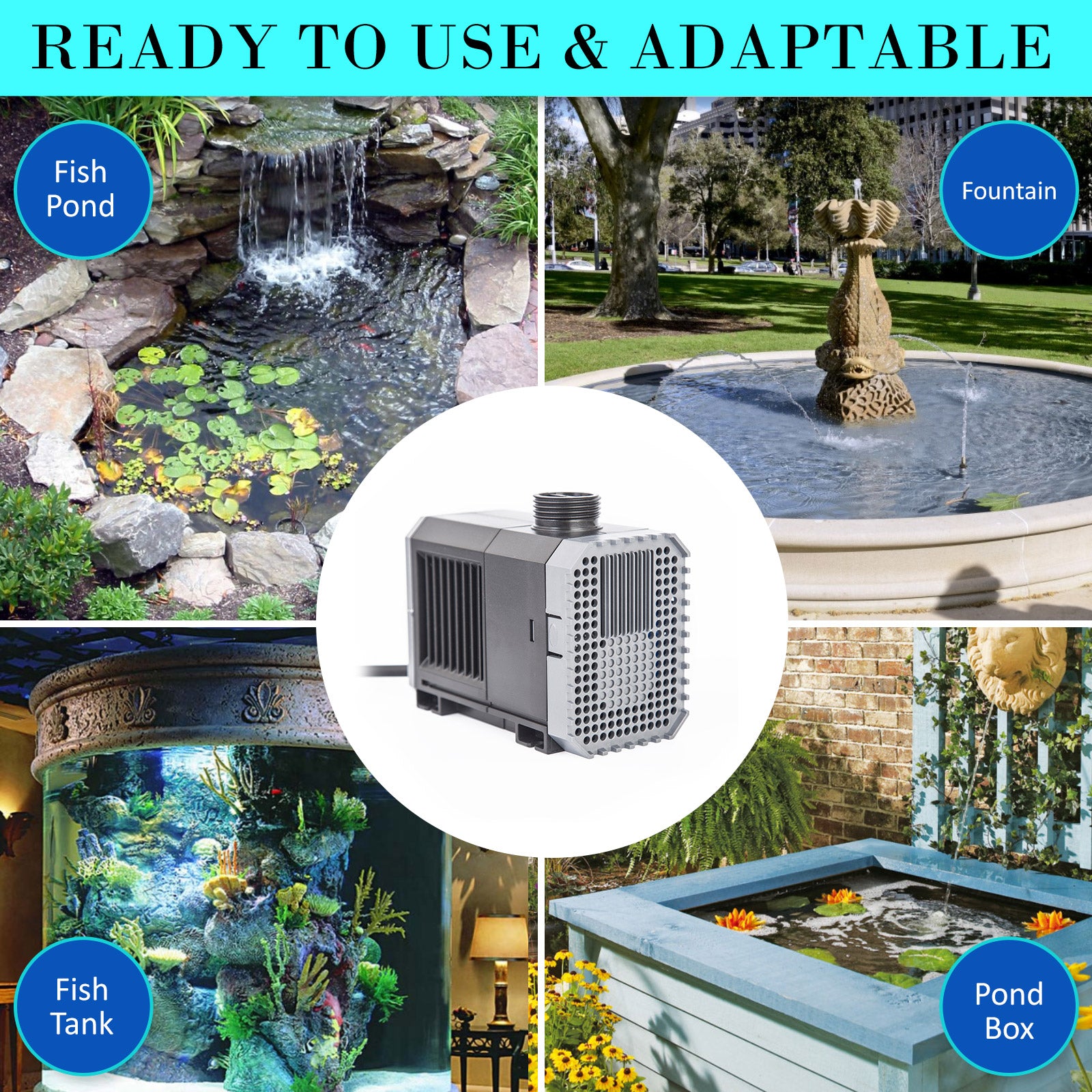 Aquarium Submersible Pond Water Pump 3000L/H 55W 3m