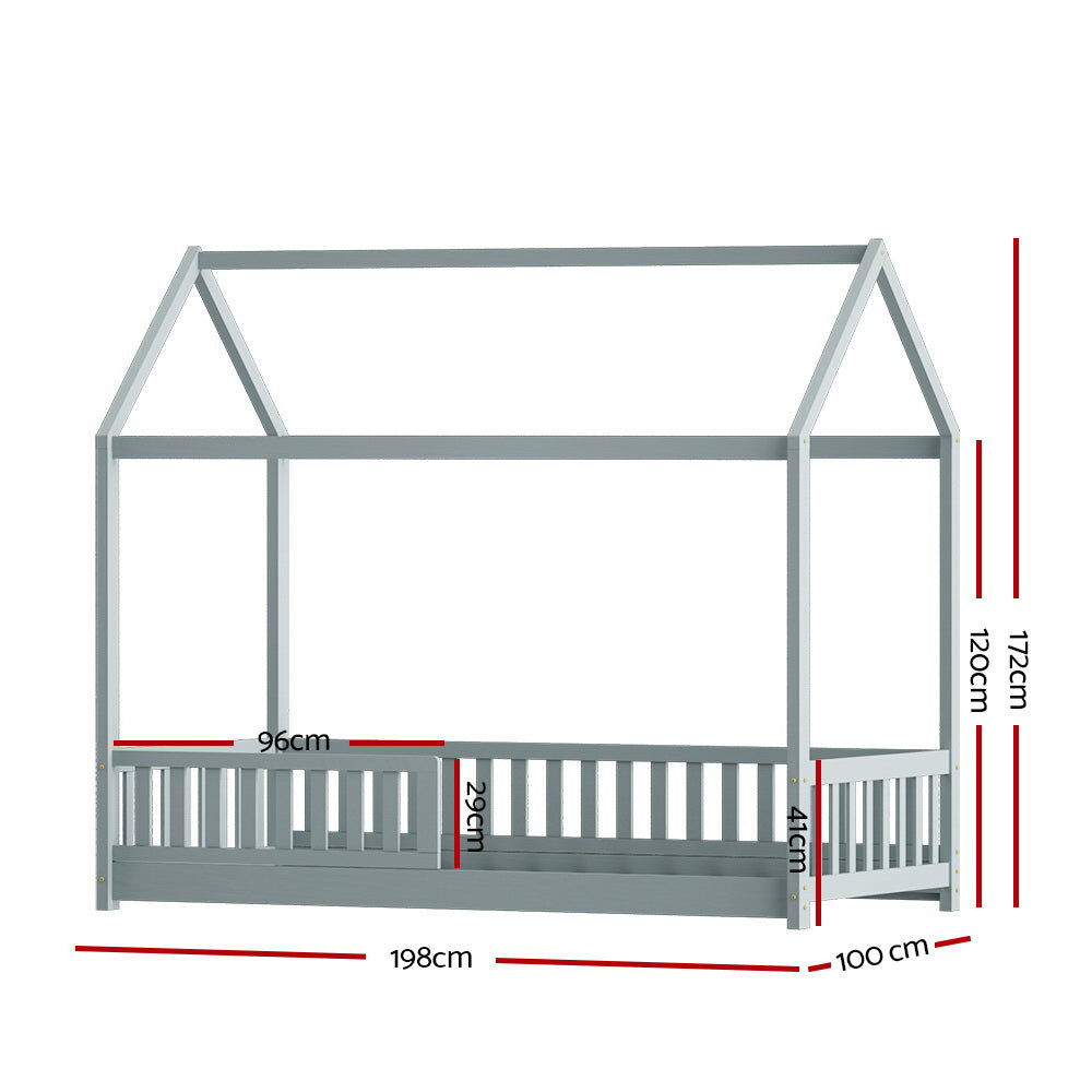 Artiss Bed Frame Wooden Kids House Frame Oak ROCK