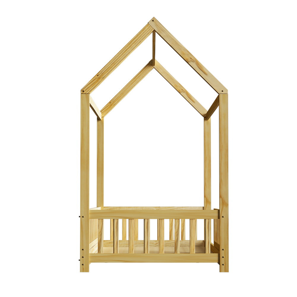 Artiss Bed Frame Wooden Kids House Frame Oak ROCK