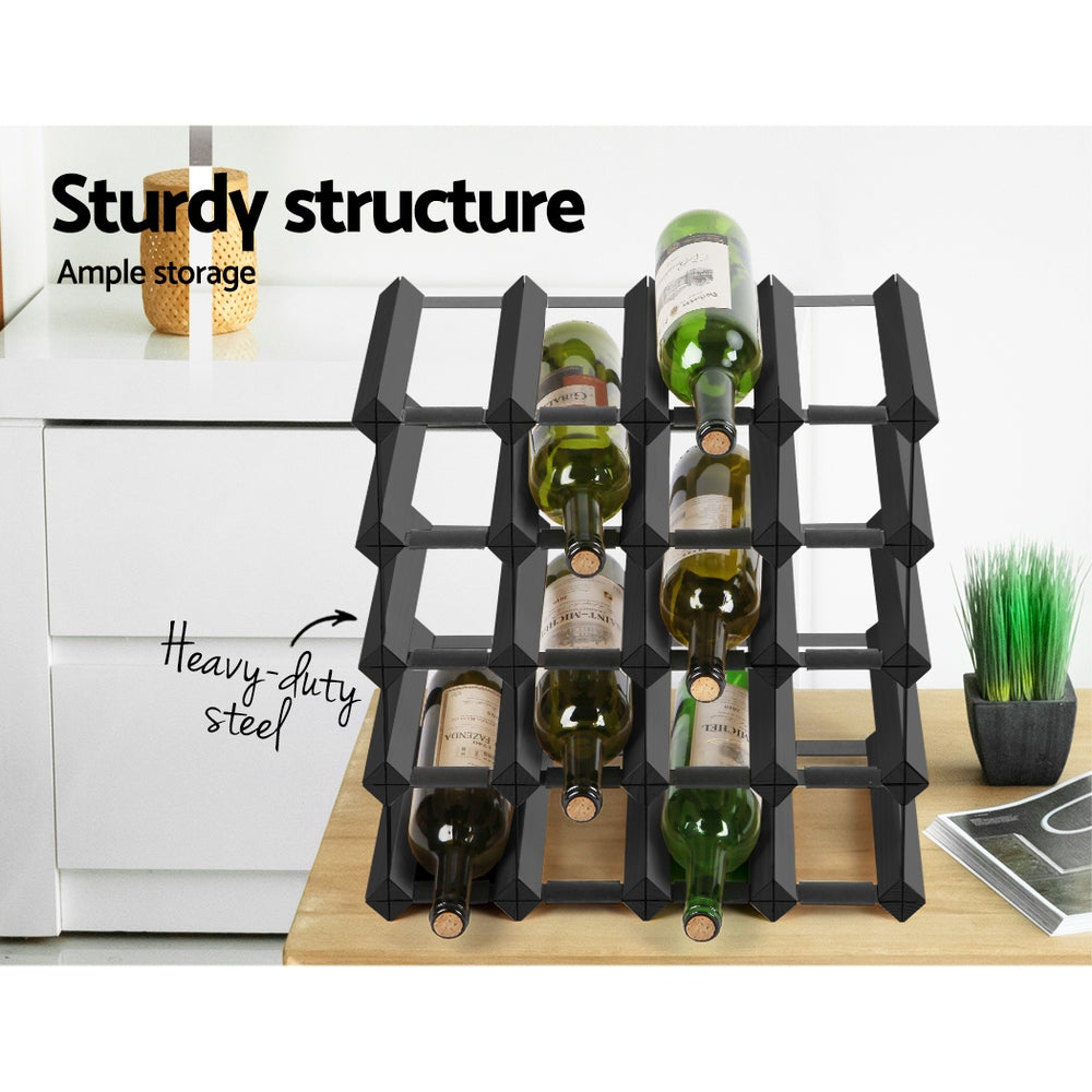 Artiss Wine Rack 20 Bottle Black