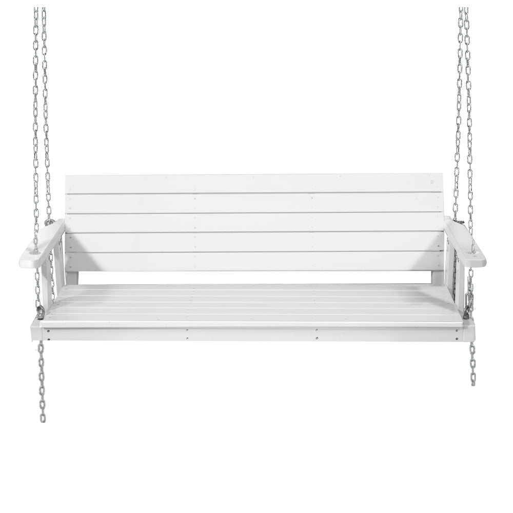 Gardeon Porch Swing Chair with Chain Outdoor Furniture 3 Seater Bench Wooden White