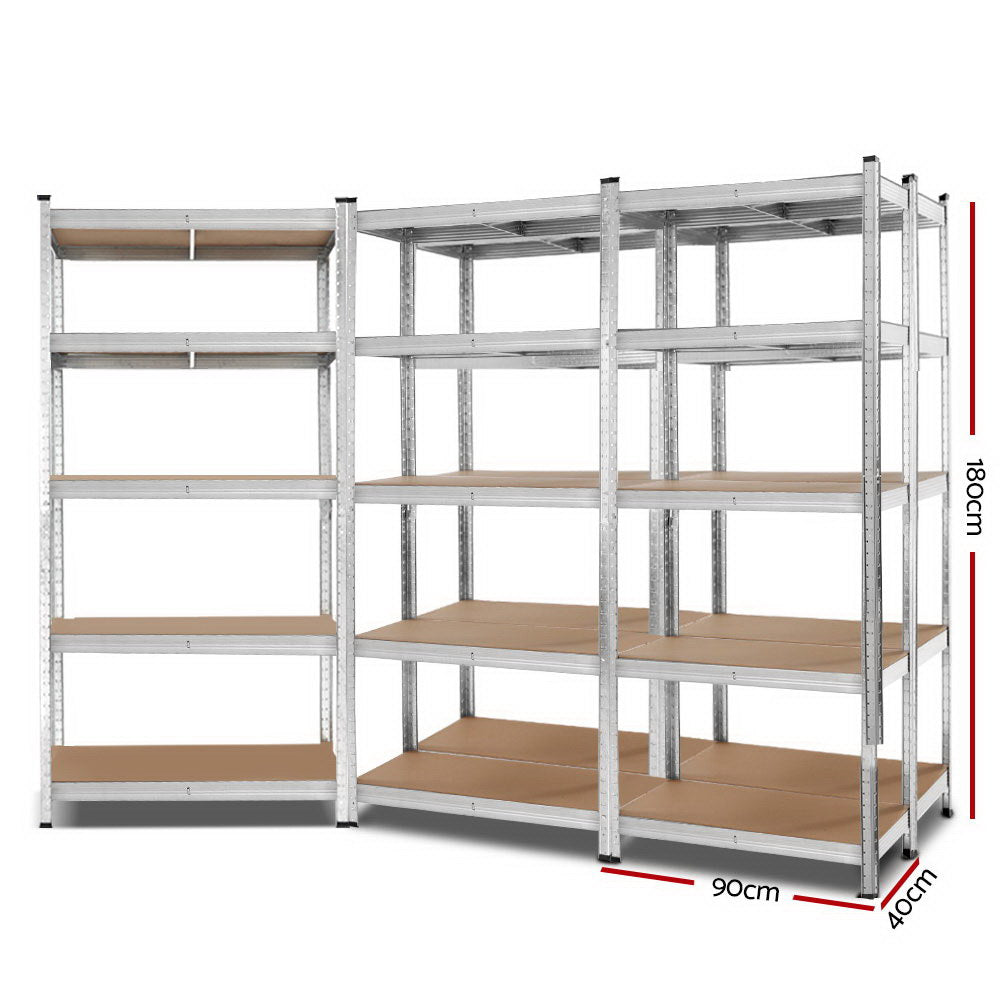 Giantz 5x1.8M Garage Shelving Warehouse Rack Pallet Racking Storage Shelf Silver