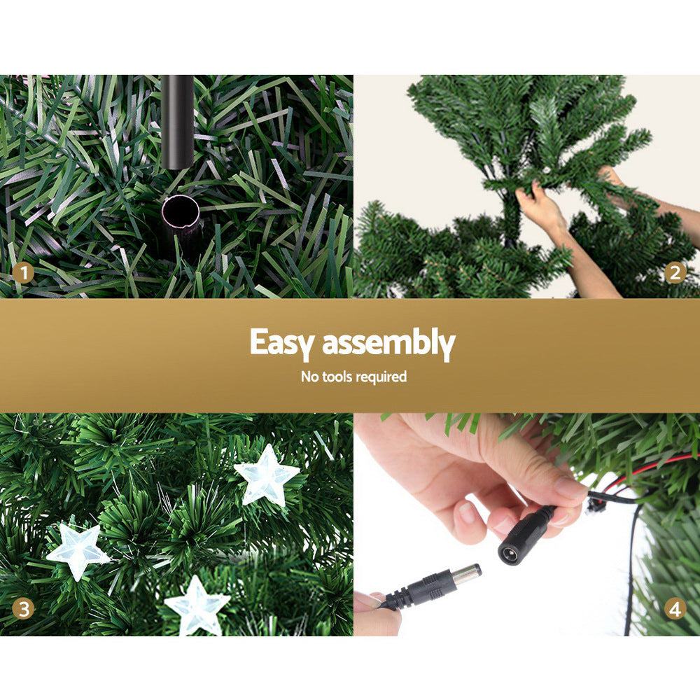 Jingle Jollys 2.1m Christmas Tree Optic Fibre LED Xmas tree Multi Colour