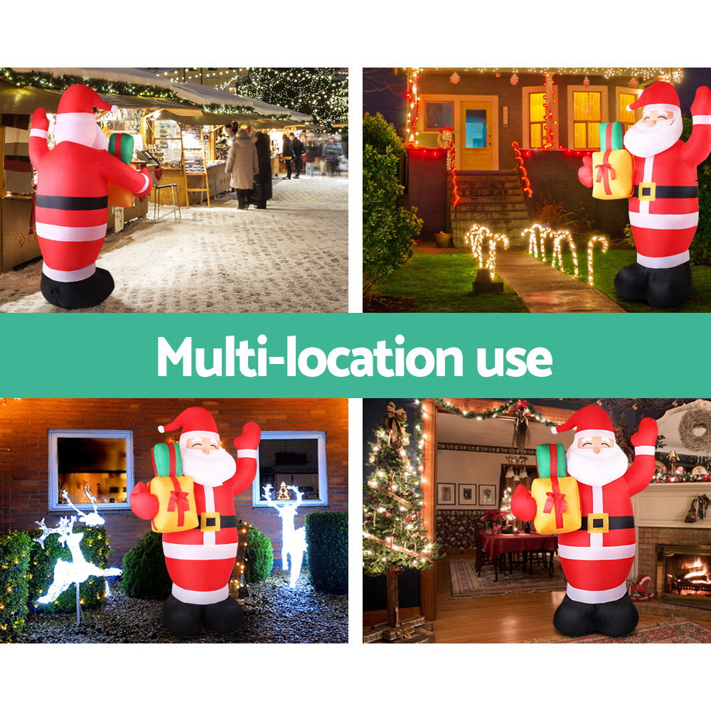 Jingle Jollys Christmas Inflatable Santa 2.4M Illuminated Decorations