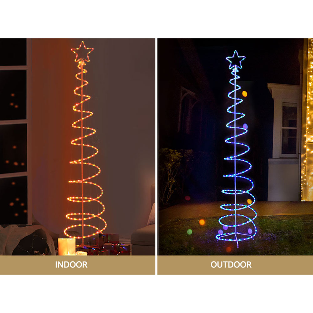 Jingle Jollys Solar Christmas Tree 2.4m Motif Lights 8 Modes Multi Colour